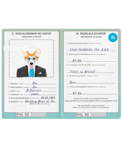 Philippines dog (animal, pet) passport PSD template, fully editable