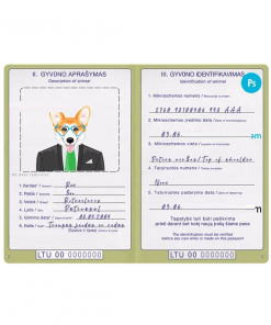 Lithuania dog (animal, pet) passport PSD template, completely editable