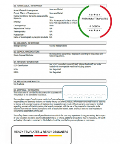 your company material safety data sheet (MSDS) template in Word and PDF format, 3 pages