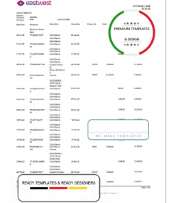 Philippines EastWest bank statement template in Excel and PDF format