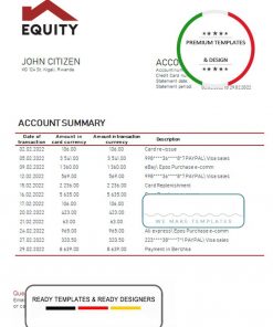 Rwanda Equity bank proof of address statement template in Word and PDF format
