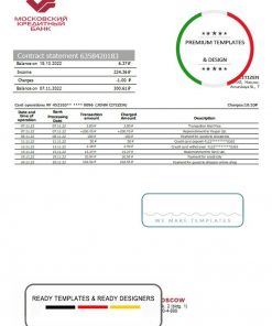 Russia Credit Bank of Moscow bank proof of address statement template in Word and PDF format