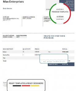 USA Max Enterprises invoice template in Word and PDF format, fully editable