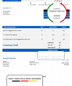 USA JP Morgan invoice template in Word and PDF format, fully editable USA JP Morgan invoice template in Word and PDF format, fully editable