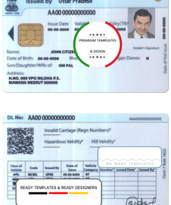 India Union driving license template in PSD format, fully editable