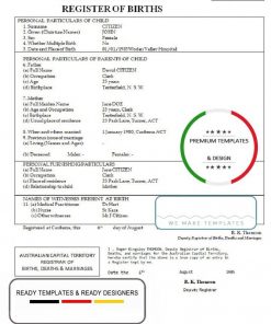 Australia Australian Capital Territory birth certificate template in Word format, version 2