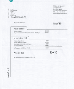 United Kingdom EE phone utility bill template, fully editable in PSD format