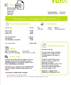 United Kingdom Flow Energy utility bill template in Word and PDF format