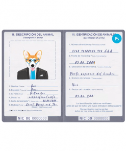 Nicaragua dog (animal, pet) passport PSD template, fully editable