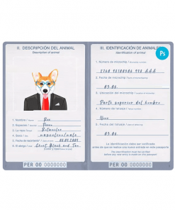 Peru dog (animal, pet) passport PSD template, completely editable