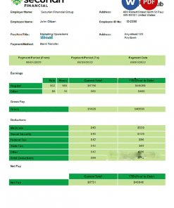 USA insurance company employee sheet template in Word and PDF format
