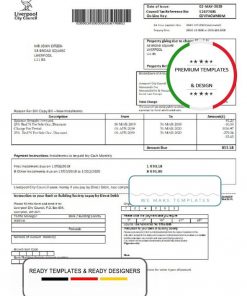 United Kingdom Liverpool City Council tax bill template in Word format