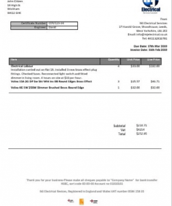 United Kingdom MJ Electrical proof of address utility bill template in Word and PDF format