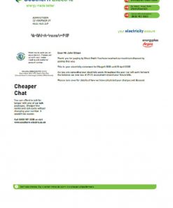 United Kingdom Southern Electric proof of address utility bill template in Word and PDF format