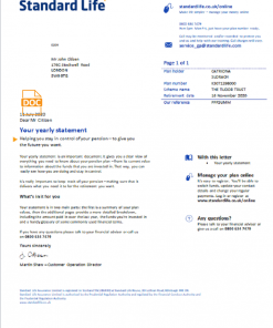 United Kingdom Standard Life utility bill template in Word and PDF format