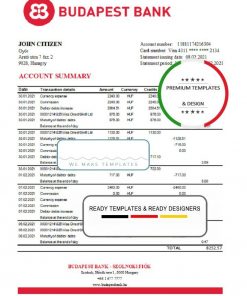 Hungary Budapest Bank – Szolnoki Fiók bank statement easy to fill template in .xls and .pdf file format