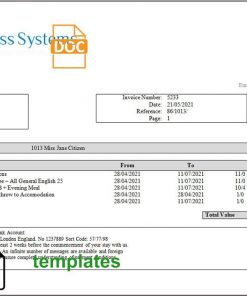 Switzerland Class System invoice template in Word and PDF format, fully editable