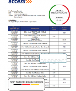 Nigeria Access bank statement template, Word and PDF format (.doc and .pdf)