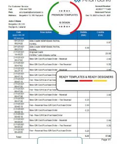 Iceland Arion Bank statement easy to fill template in .xls and .pdf file format
