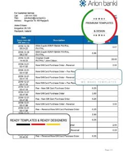 Iceland Arion Banki proof of address bank statement template in Word and PDF format