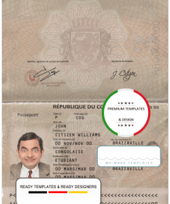 Congo passport template in PSD format, fully editable, with all fonts