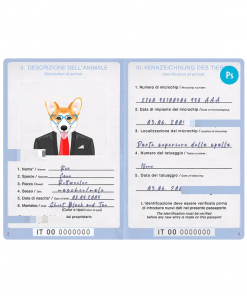 Italy dog (animal, pet) passport PSD template, completely editable