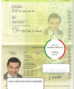 Cote D’Ivoire passport template in PSD format, fully editable