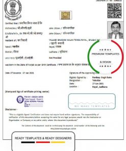 India Government of Punjab Residence Certificate template in Word and PDF format