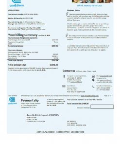 USA Con Edison electricity utility bill template in Word and PDF format