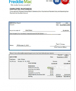 USA financial company employee sheet template in Word and PDF format, version 3