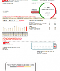 USA Texas GVEC utility bill template in Word and PDF format
