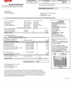 USA Connecticut The United Illuminating Company electricity utility bill template in Word and PDF format