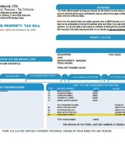 USA County of Orange California property tax bill template in Word and PDF format