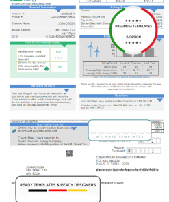 USA Green Mountain Energy utility bill template in Word and PDF format