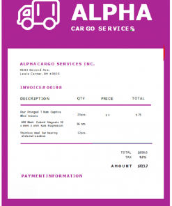 USA Alpha Cargo Services invoice template in Word and PDF format, fully editable