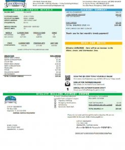 USA Florida City of Edgewater utility bill template in Word and PDF format