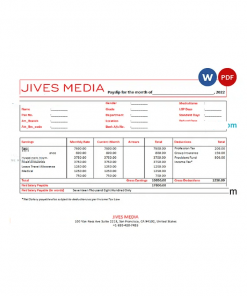 USA Jives Media advertising company pay stub Word and PDF template
