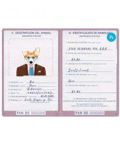 Panama dog (animal, pet) passport PSD template, completely editable