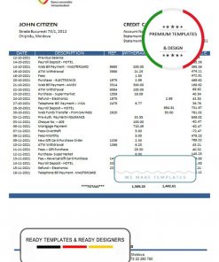 Moldova Banca Transilvania bank statement template in Word and PDF format