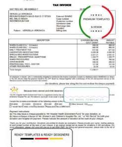 Singapore KK Women’s and Children’s Hospital tax invoice template in .doc and .pdf format