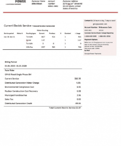USA Georgia Power utility bill template in Word and PDF format, fully editable