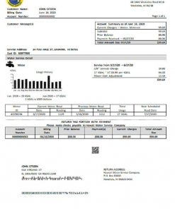 USA Hawaii Water Service Company utility bill template in Word and PDF (.doc and .pdf) format