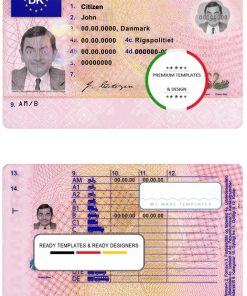 Denmark driving license template in PSD format, fully editable