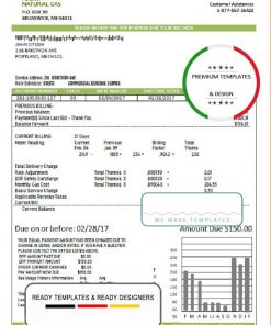 USA Marine Maine Natural Gas Portland utility bill template in Word format