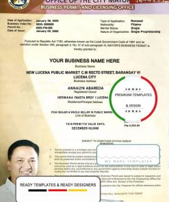 Philippines City of Lucena private entrepreneur certificate template in PSD format