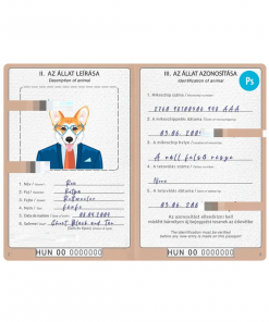 Hungary Dog (animal, pet) passport PSD template, fully editable