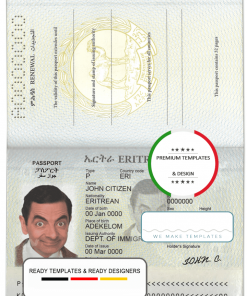 Eritrea passport template in PSD format, fully editable