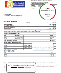 Nepal Rastriya Banijya bank statement template in Word and PDF format
