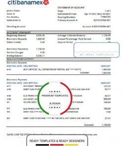Mexico Deutsche bank statement easy to fill template in Excel and PDF format
