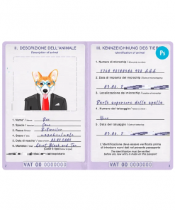 Holy See dog (animal, pet) passport PSD template, fully editable